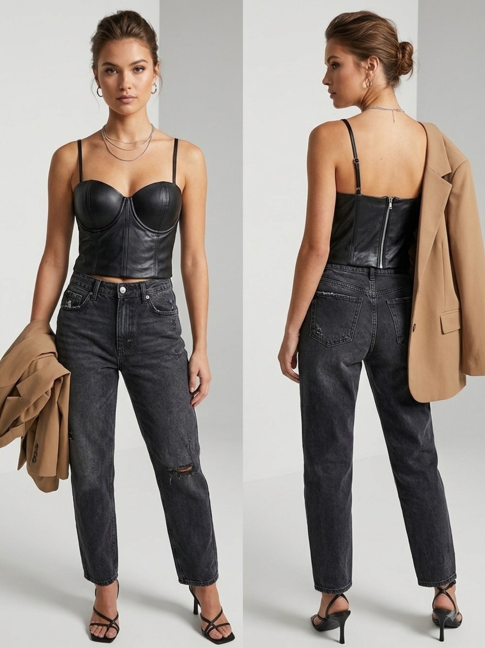 Sexy Edgy chic Fashion Nova Women's Black Bustier Corset Top SZ M (32-35)